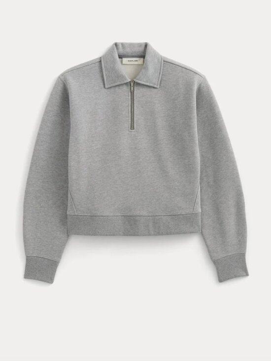 Everlane Tops - Everlane Luxe Fleece Zip Polo Cropped Vintage Heather Gray Size Med NWT